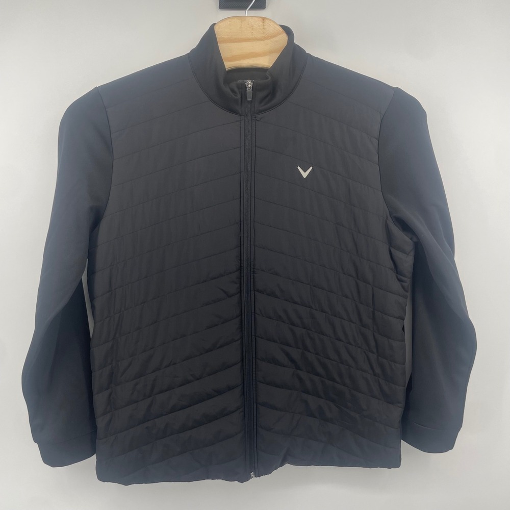 Callaway Jacket Mens Large Black Quilted Hybrid Full Zip Golf Performance Coat